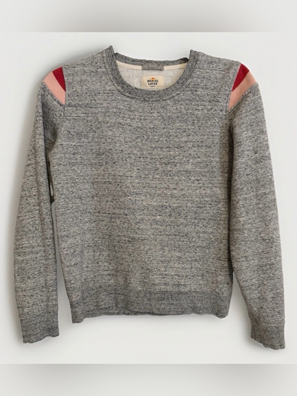 Marine Layer Fleece Lined Sweatshirt Women’s S Gray W/ Pink Color block Shoulder